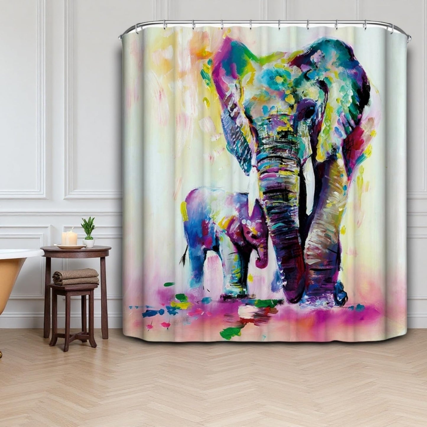 JMAHM Shower Curtain for Bathroom, 180x180 Waterproof Polyester Shower Curtains Animal with 12 Cooks Cath Curtains Bathroom Curtains (71x71,