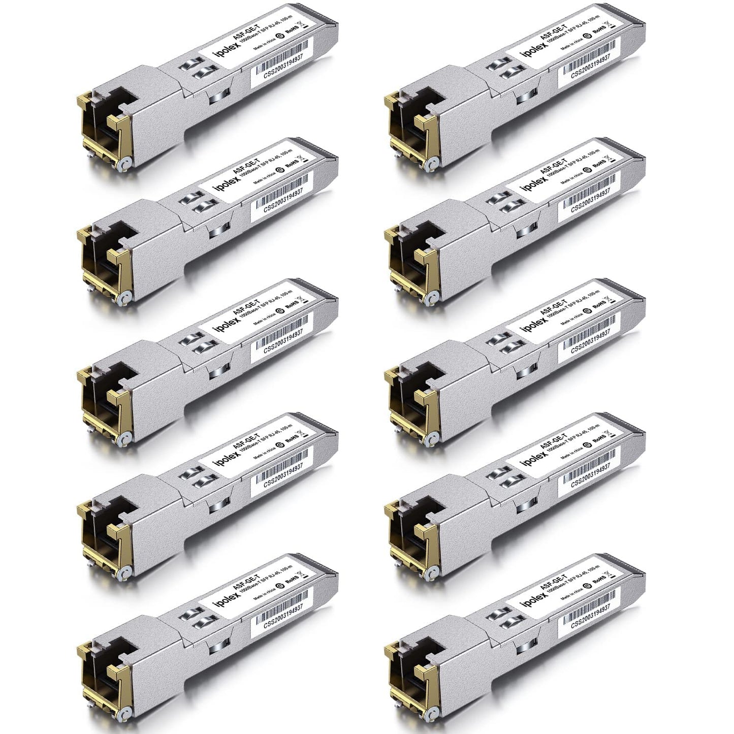 ipolex 10 PCS 1G SFP to RJ45 Copper Transceiver, 1000Base-T Mini GBIC RJ-45 SFP Module Compatible with Cisco GLC-T/SFP-GE-T, Meraki MA-SFP-1GB-TX,