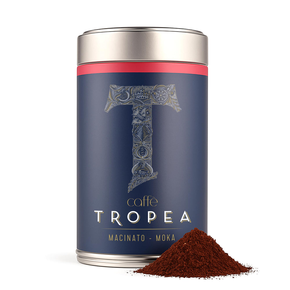 Caff? Tropea Ground Coffee for Moka Pot - Medium to Dark Roast Italian Espresso Coffee Ground - Robusta & Arabica Strong - 227g Tin Moka Grind