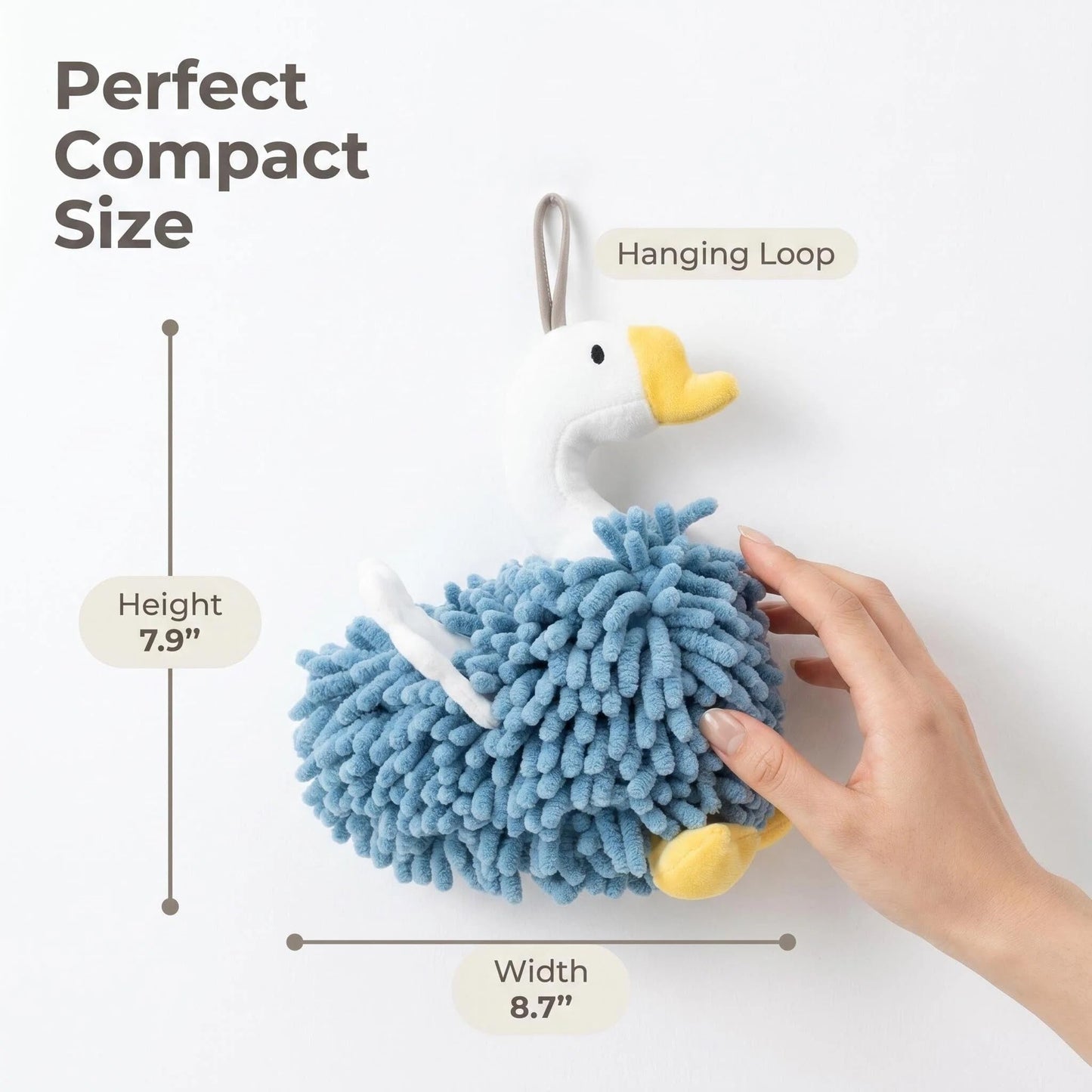 FILOEEX New Cute Swan Shaped Chenille Hand Towel, Duck Hands Towels for Bathroom Kitchen Home Decor
