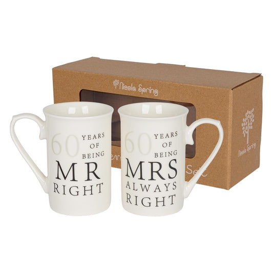 60th Anniversary New Bone China Mug Set - 300ml