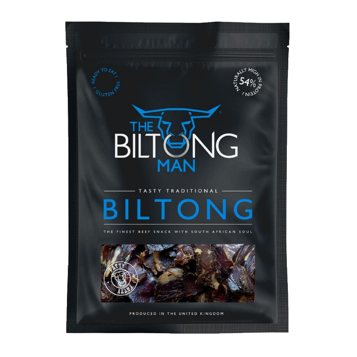 The Biltong Man Tasty Traditional Fatty Beef Biltong - High-Protein Dried Beef Snack, 500g