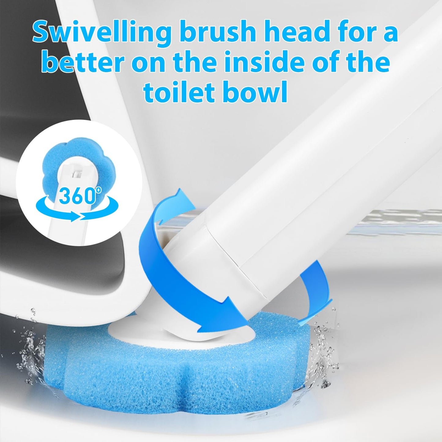 96 pcs Disposable Toilet Brush Refills 96 Sponge Brush Heads with Built-in Cleaning Solution