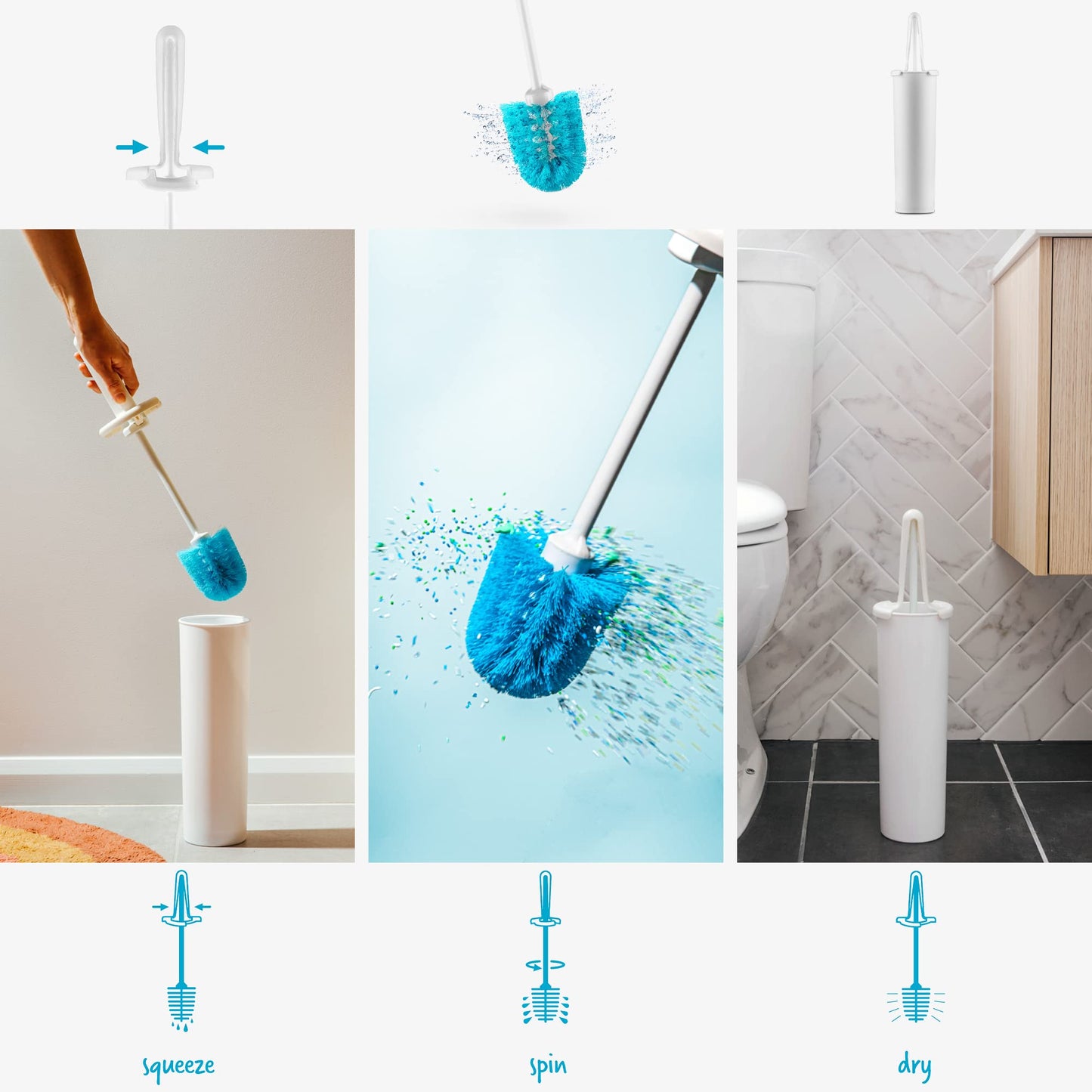 Dreamfarm Spindry | Quick Drying Toilet Brush & Holder | White