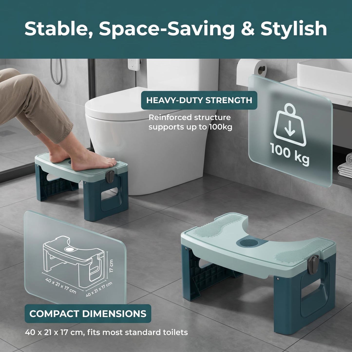 Xygobla 17cm Folding Toilet Stool Portable Non Slip