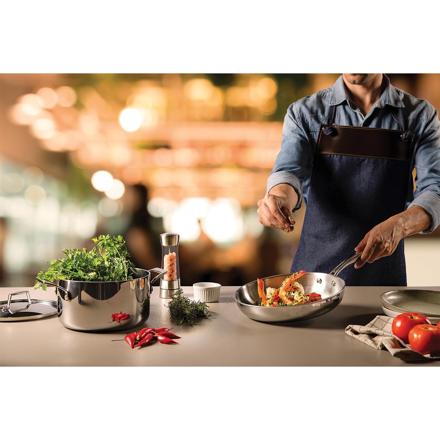 Tramontina Grano Frying Pan Stainless Steel for Induction, Electric, Gas and Ceramic Glass Hobs, Cookware, Kitchen, 30 cm, 3.4 litres, 62155300