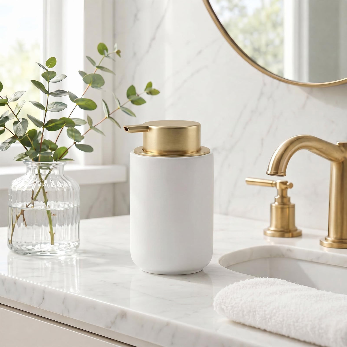 Foaming Soap Dispenser Ceramic - 400ml Foam Hand Soap Dispenser Liquid Dispenser Refillable Hand Lotion Pump Bottles Shampoo Conditioner with Pump