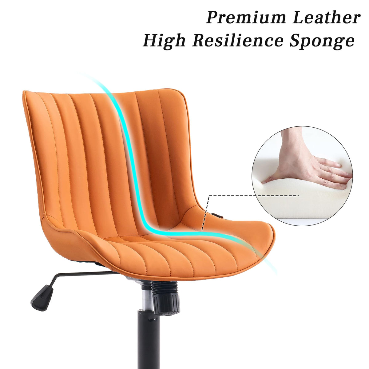 Kidol&Shellder Home Office Chair Swivel Armless Desk Chair Camel