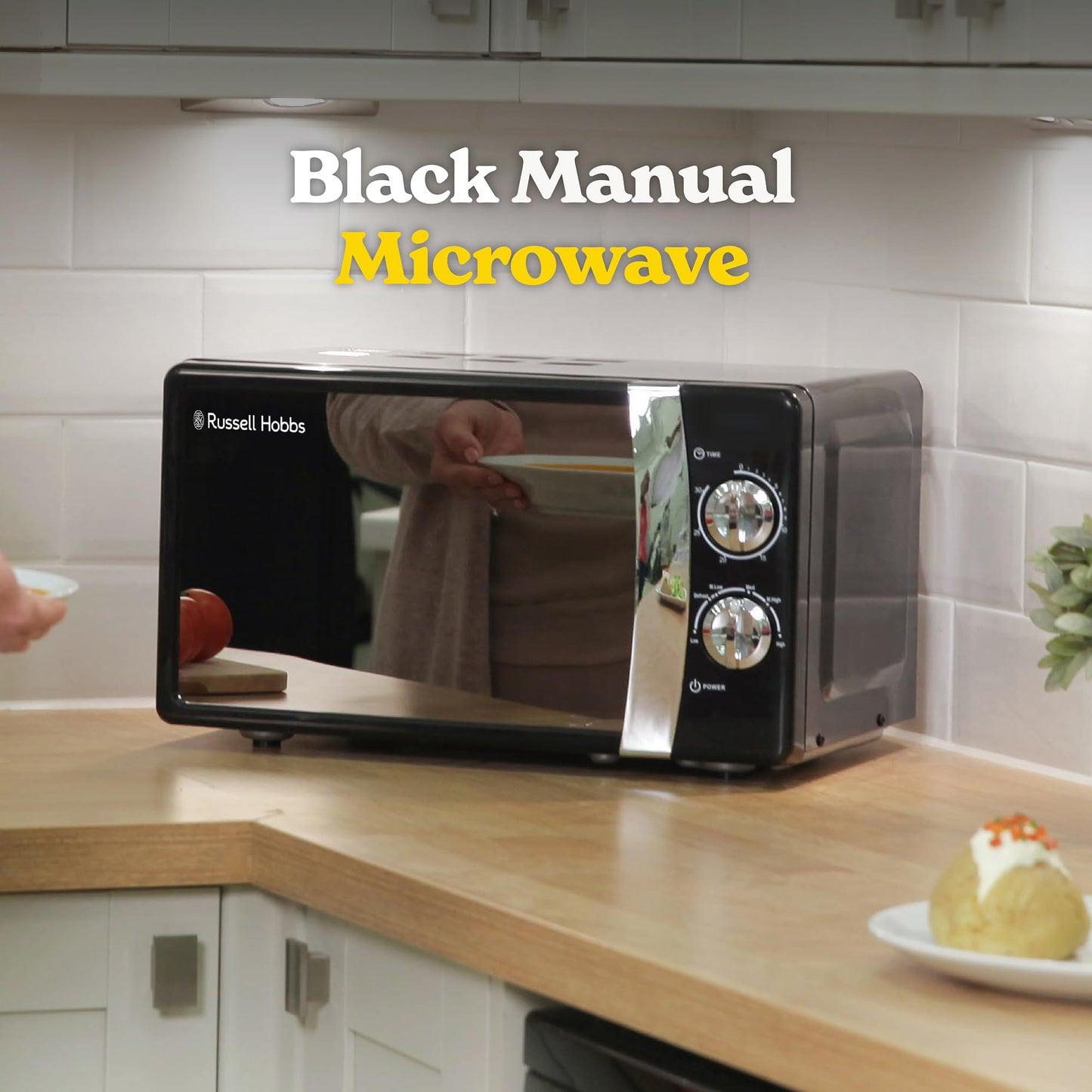 Russell Hobbs RHMM701B 17 Litre 700 W Black Solo Manual Microwave with 5 Power Levels, Ringer & Timer, Defrost Setting, Easy Clean