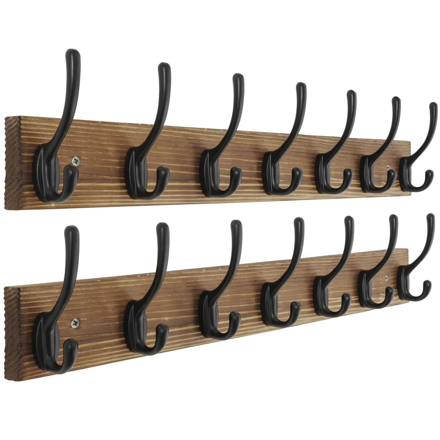 HONSKY Wall Coat Rack with 7 Double Hooks,50cm Wall Coat Hook,Wooden Coat and Towel Hanger Storage for Entryway, Bathroom, Bedroom