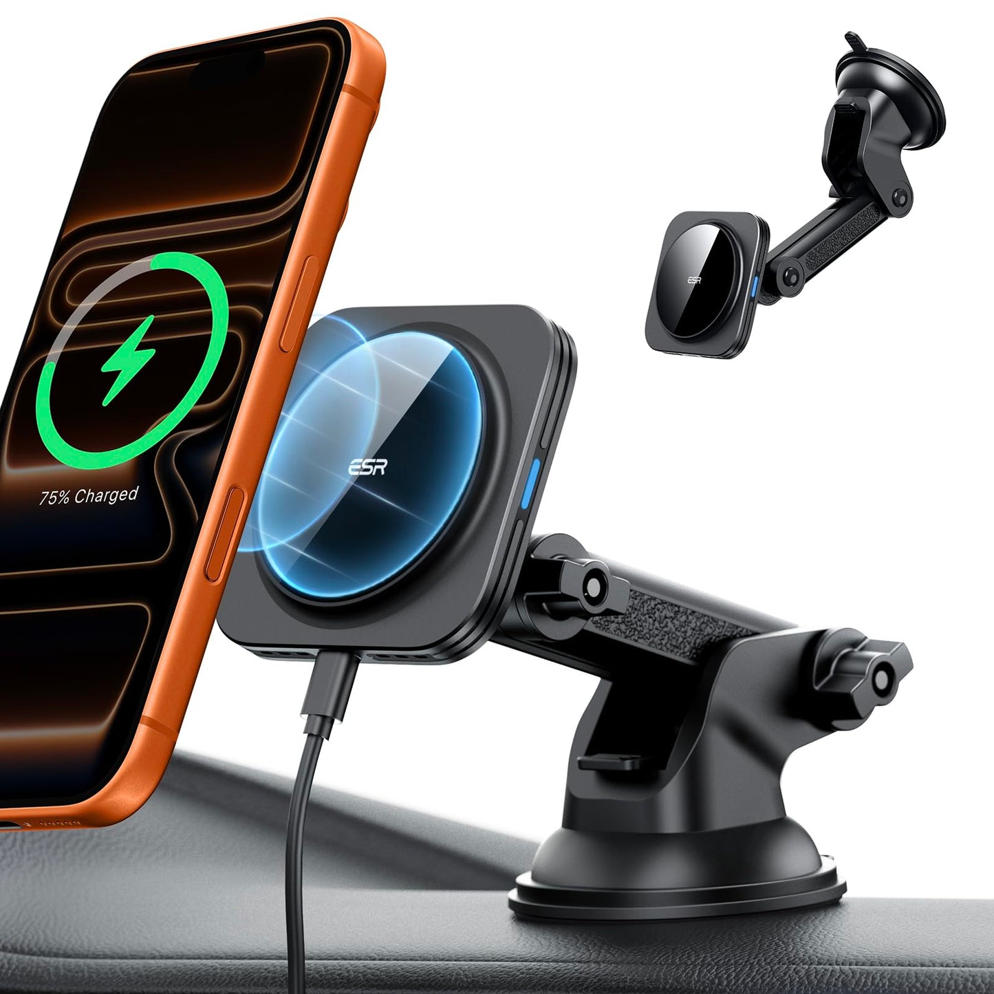 ESR for 15W MagSafe Car Mount Charger, Dashboard/Windshield Wireless MagSafe Car Charger, Magnetic Car Phone Holder Mount for iPhone Air 17 Pro Max 16