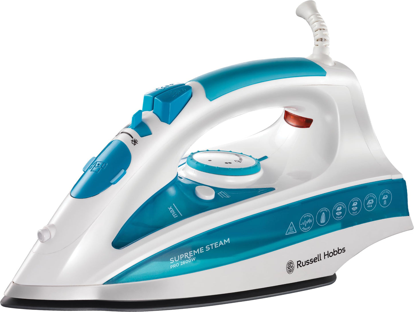 Russell Hobbs Steam Iron [2600W,210g extra steam boost, 70 g/min steam] Steam Glide Pro (300ml water tank, ceramic soleplate, self-cleaning & spray