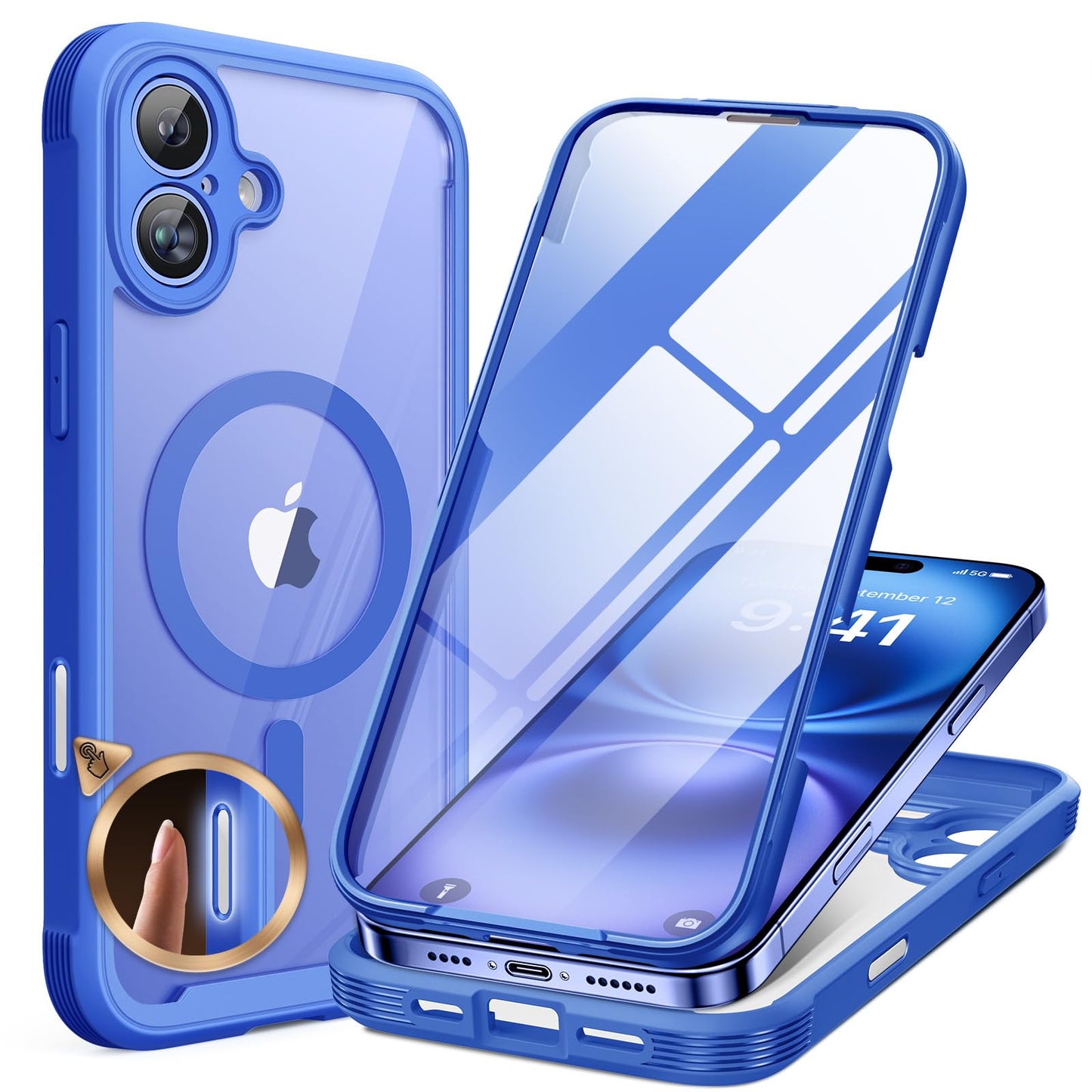 Miracase Magnetic Case for iPhone 16 Case 6.1-Inch, [Built-in 9H Tempered Glass Screen Protector + Camera Control Capture Button] Full Body Bumper