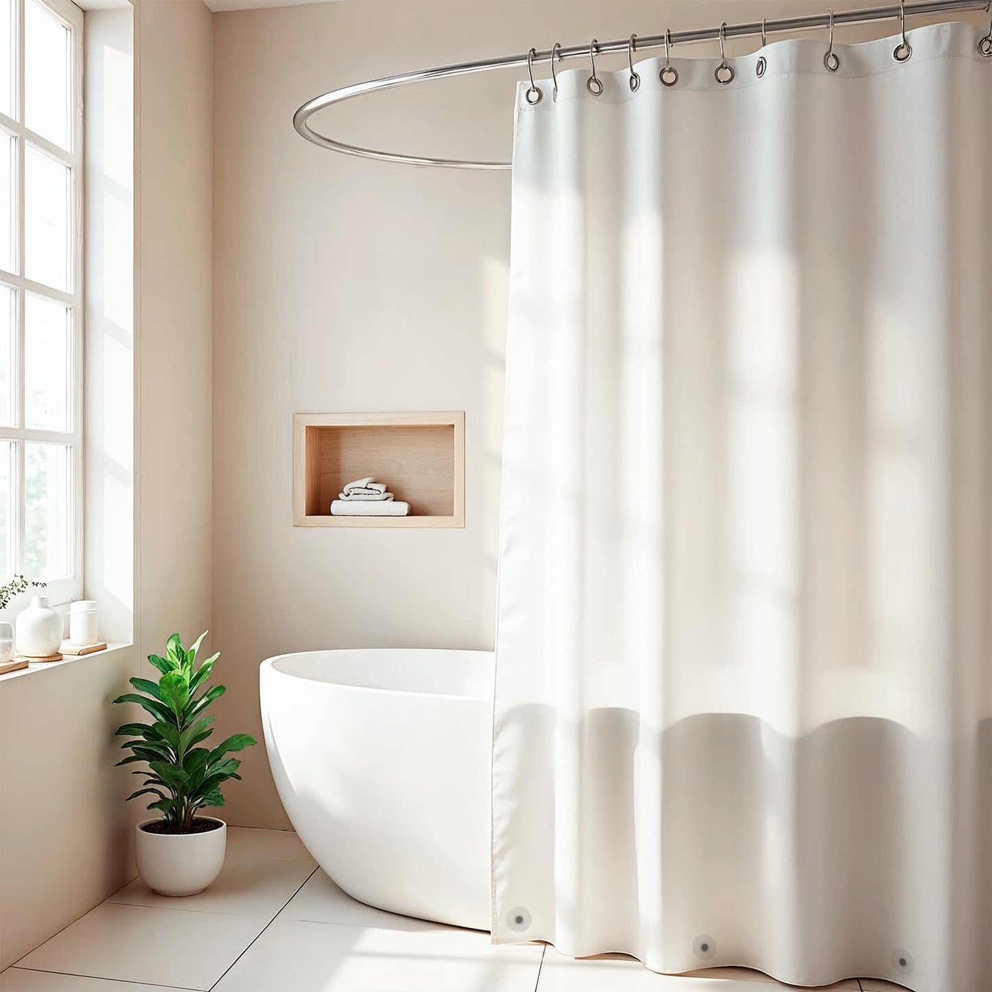 ZENO Frosted Shower Curtain Liner - 72" x 72" Size - Premium PEVA Shower Liner - Rustproof Grommets - 3 Magnets