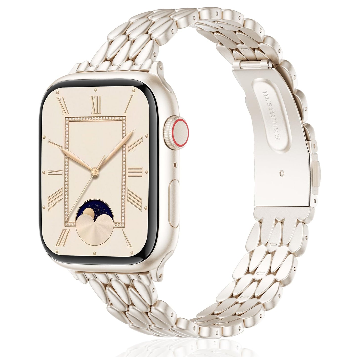 V.R.HOPE Slim Metal Strap Compatible with Apple Watch Straps 40mm 42mm 41mm 38mm Women, Luxury Business Stainless steel Strap for iWatch SE Series 11