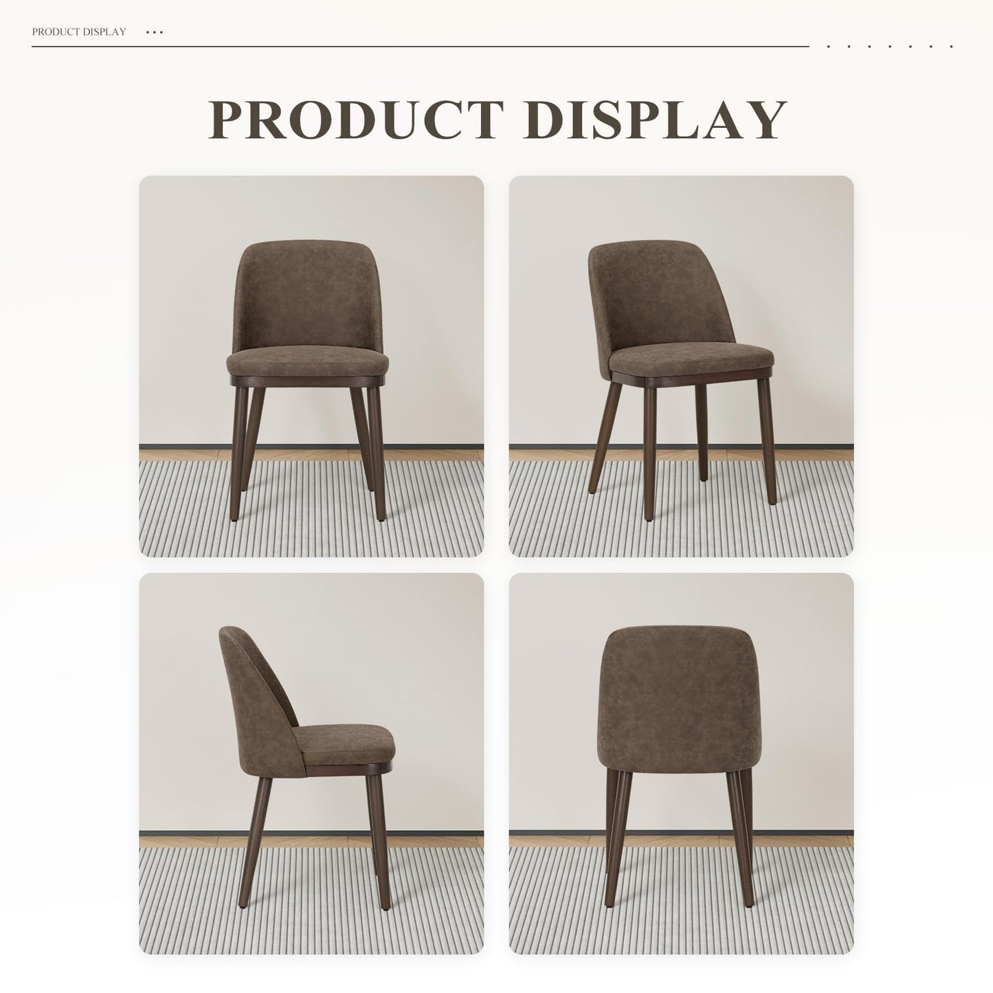 MALOL Thick Wood-base Dining Chairs Set of 6, Upholstered Kitchen Chairs with Solid Wood Legs and Thick Seat Cushion