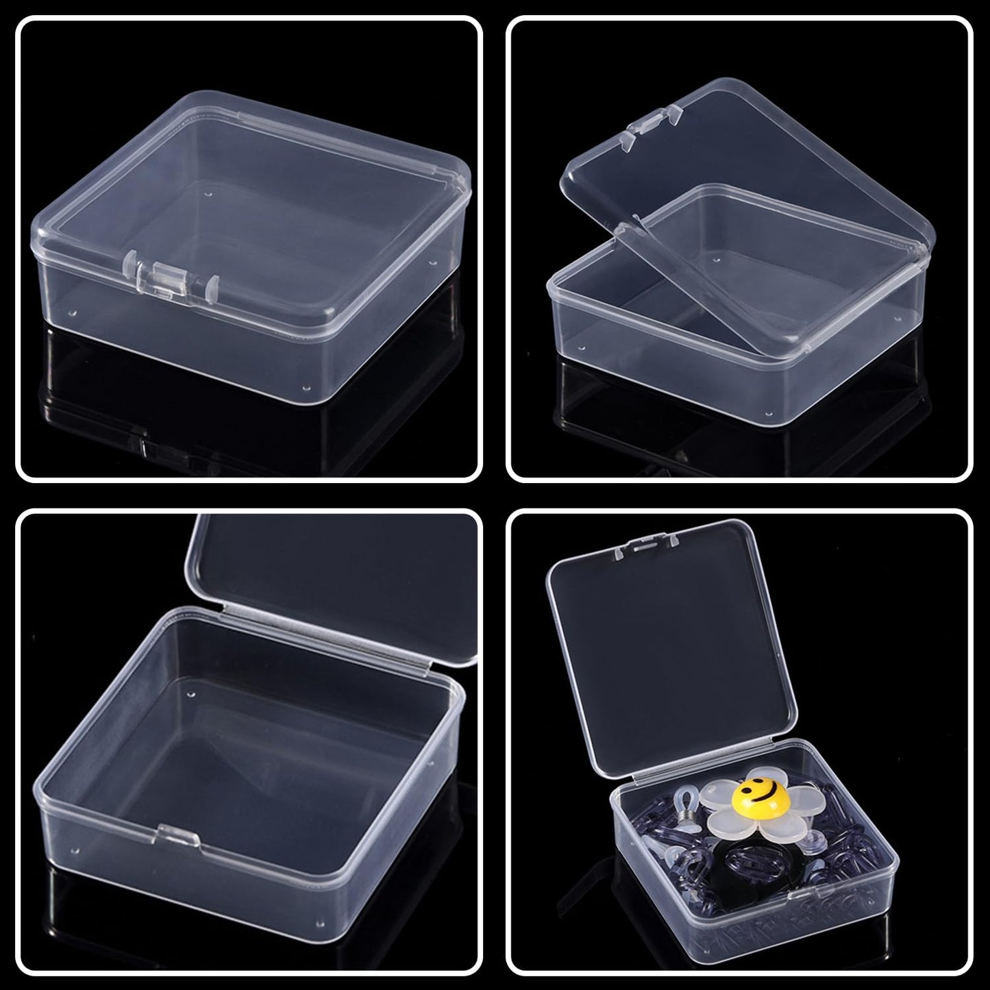 Prmape Pack of 12 Storage Boxes with Lid, Small, 9.5 x 9.5 x 2.8 cm, Small, Clear Plastic Beads, Storage Container Box