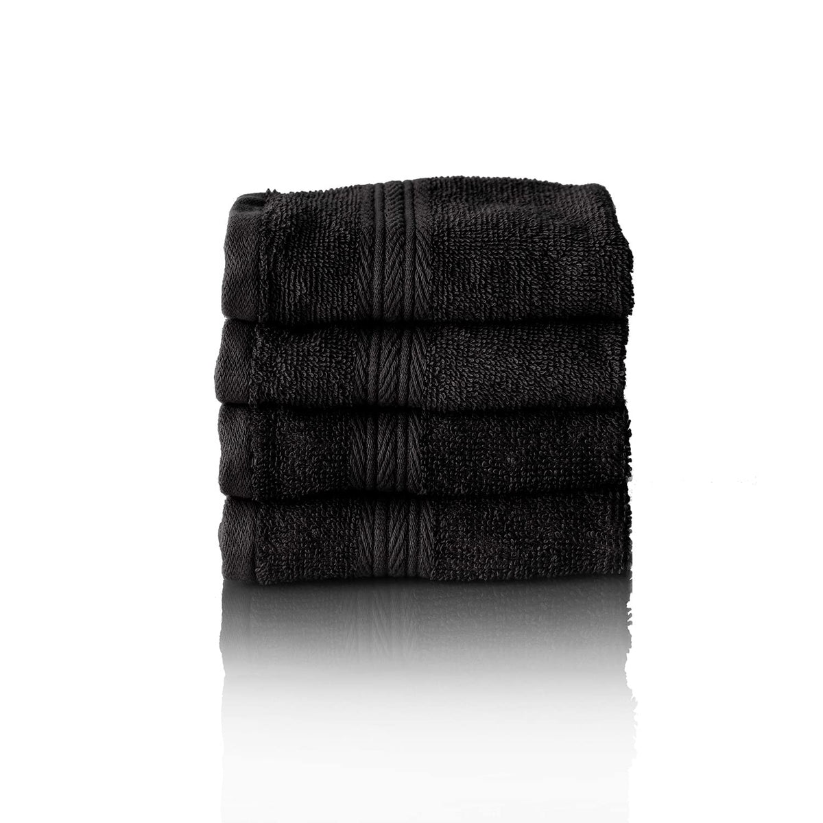 Glart Premium Set of Terry Hand Towels, Range of Terry Towels in 6 Colours and 5 Sizes, Colour: Black, 4X Guest Towels 30 X 50 cm