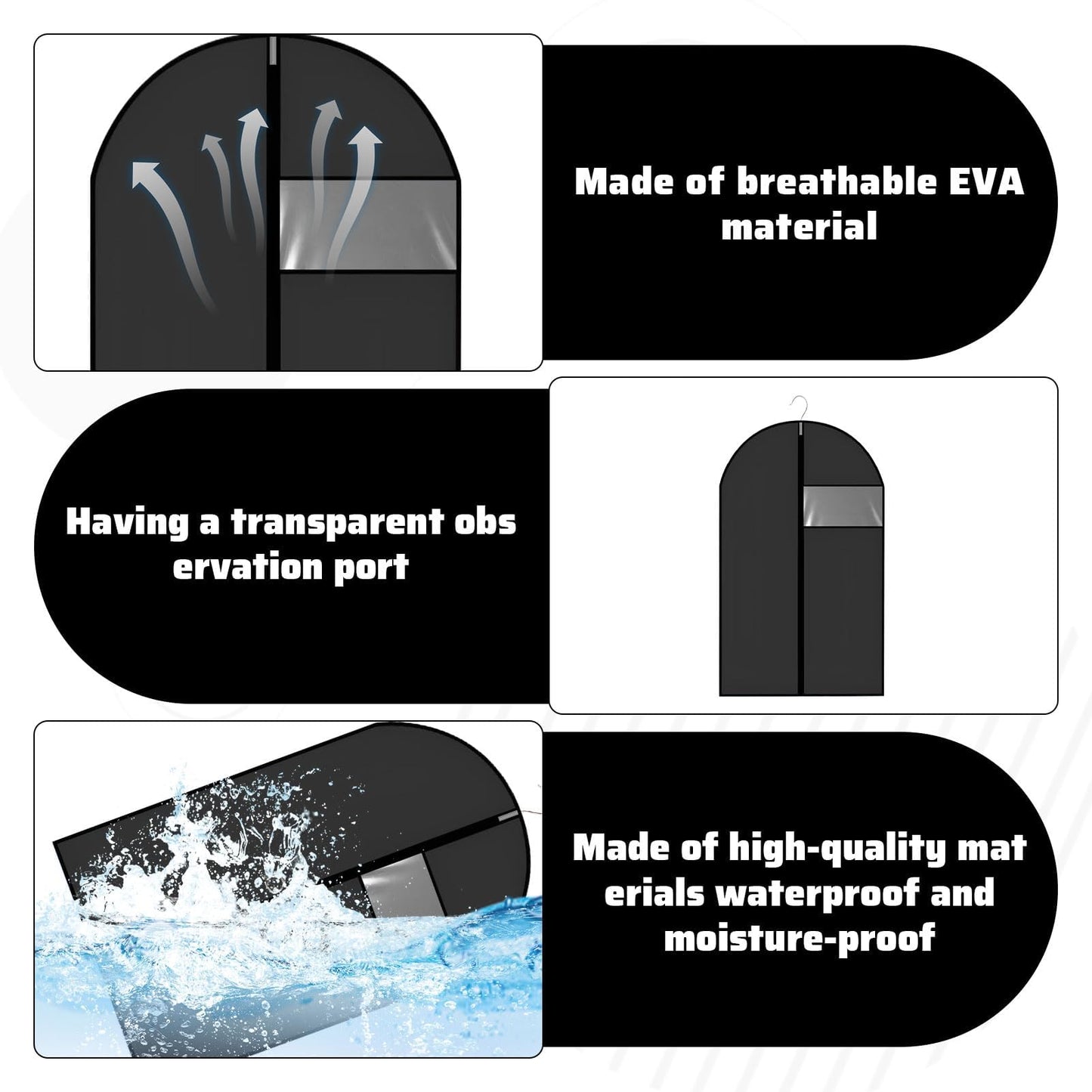 2 PCS Suit Covers for Men,Foldable Dress Bags,Suit Carriers for Men with Clear Window Black Zipper,Reusable Clothes Covers for