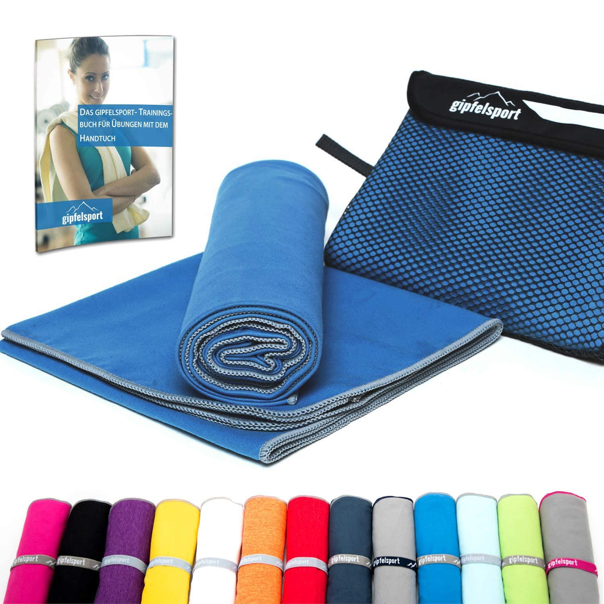 gipfelsport Microfibre Towel Set2 1x S(80x40cm) & 1x XL(180x80cm) Blue