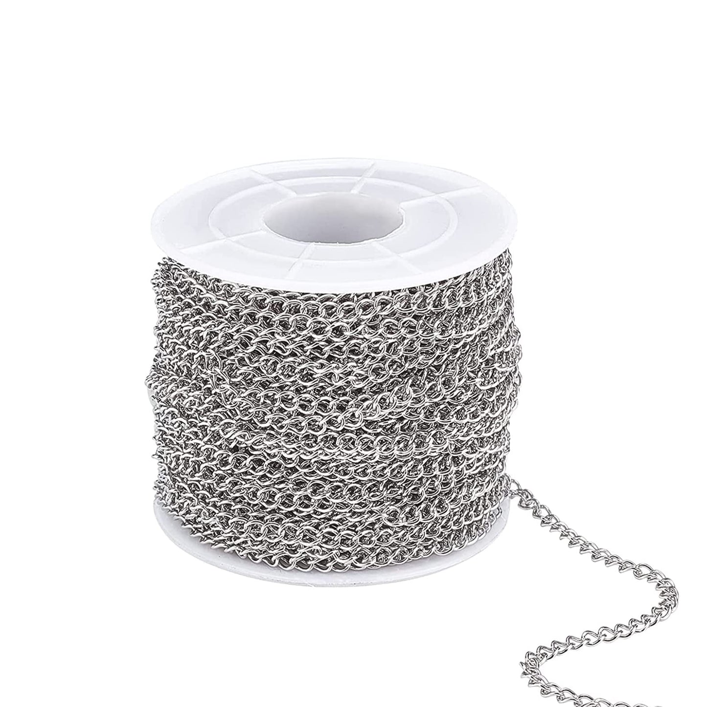 PH PandaHall 82fts Silver Chains Stainless Steel Chain Necklace Chain 4mm Jewellery Chain Crafting Chains Curb Chains for Bracelet Jewellery Making