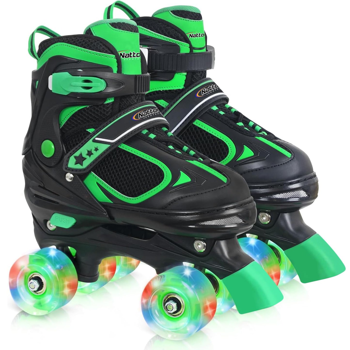 Nattork Kids Roller Skates for Boys Girls, 4 Sizes Adjustable Roller Skates with All Light up Wheels, Full Protection for Children's Indoor Outdoor