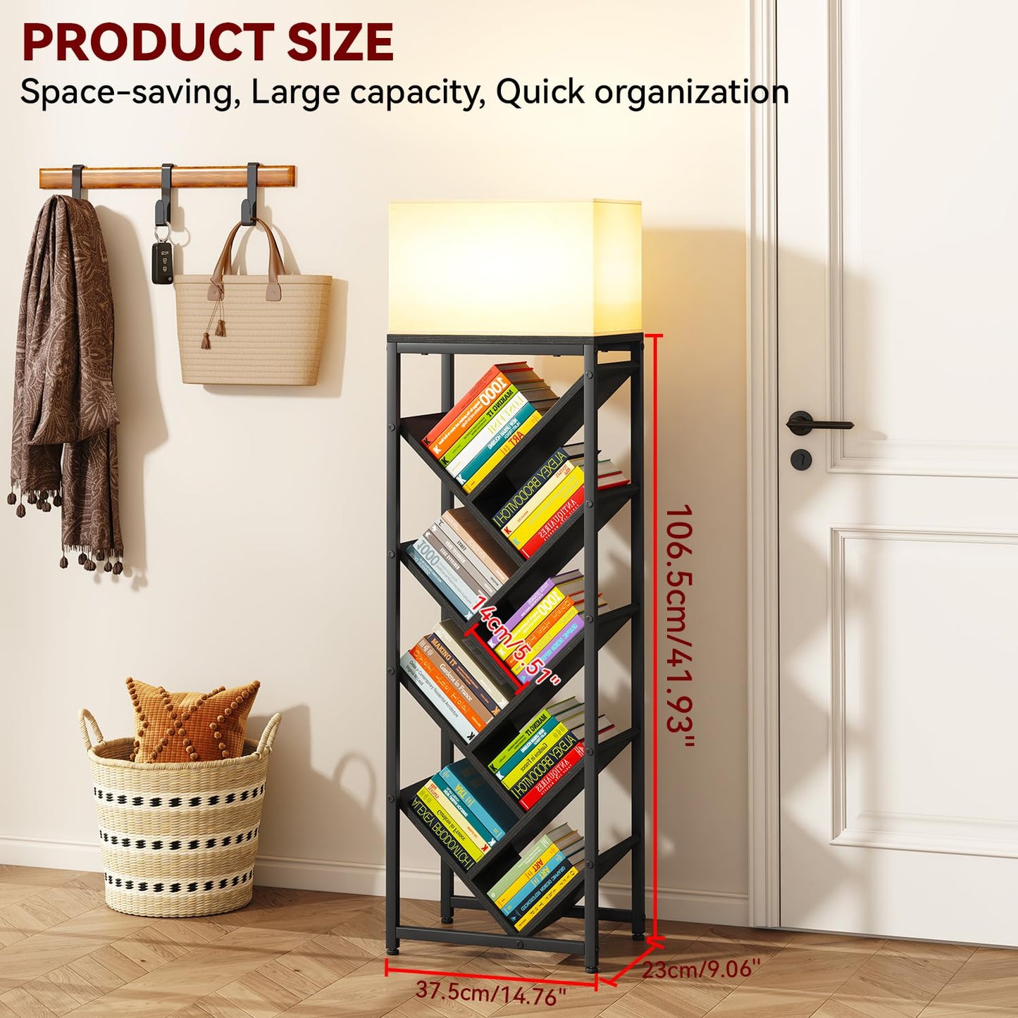 IBUYKE 9 Tier Tree Bookshelf with Top Shelf,Black TBC002B