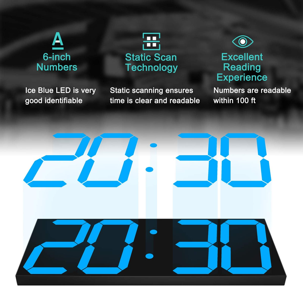 CHKOSDA Digital Wall Clock, 18" Large Wall Clock, Led Wall Clock with Countdown Timer, Calendar, Thermometer, 12/24H, Adjustable Brightness, Wall