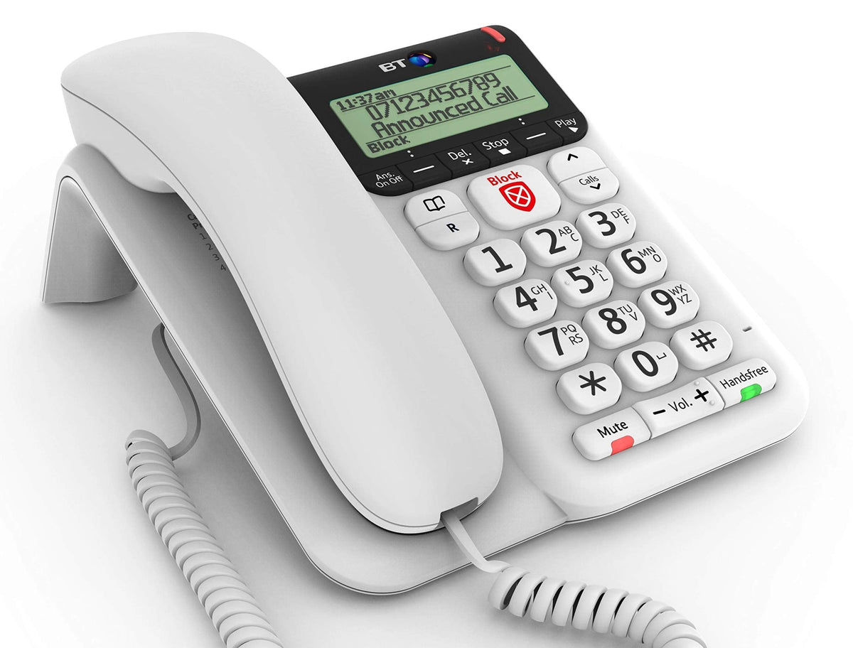 BT D?cor 2600 Corded Landline House Phone, Home Phone, Advanced Nuisance Call Blocker, Call Block Button, Handsfree, Mute Button
