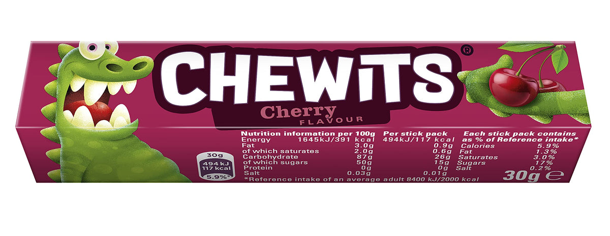 Chewits Cherry 30g x 40 Varioud Colours