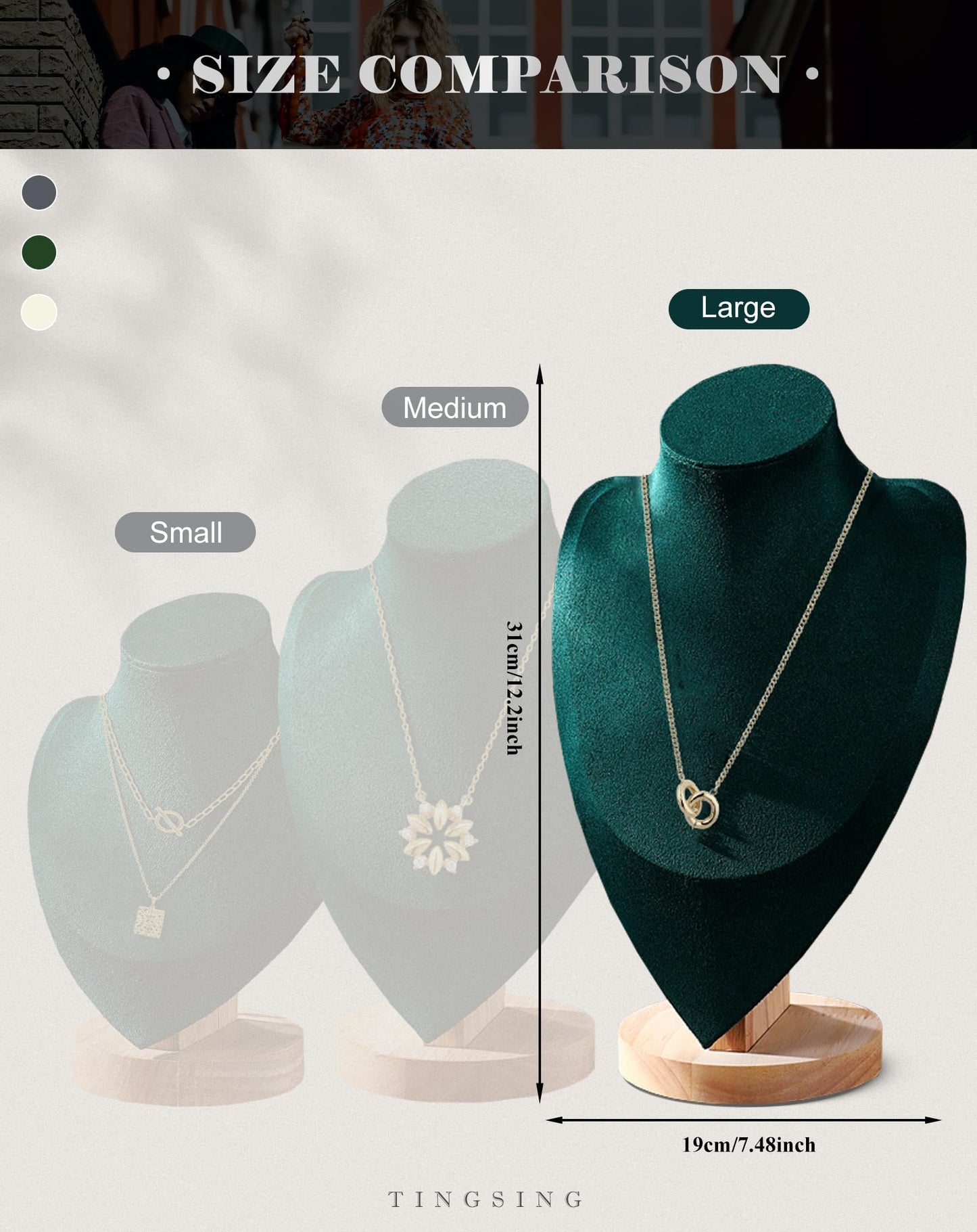 TINGSING Velvet Necklace Display Stand Jewelry Bust Display Stands