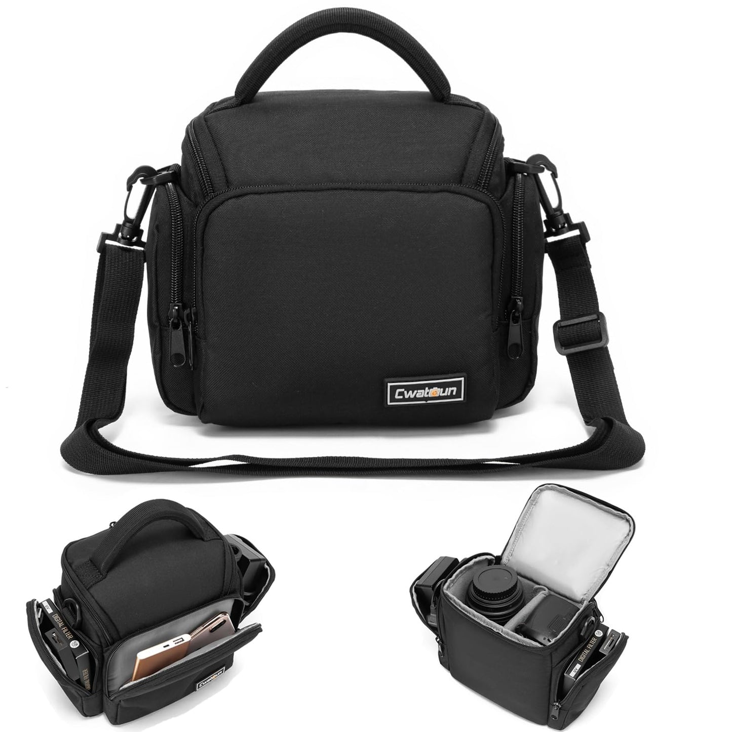 Cwatcun Camera Bag, SLR Cameras Case, Sling Crossbody Compact Camera Single Bag Case Compatible for Canon Nikon Sony SLR DSLR Mirrorless Cameras and