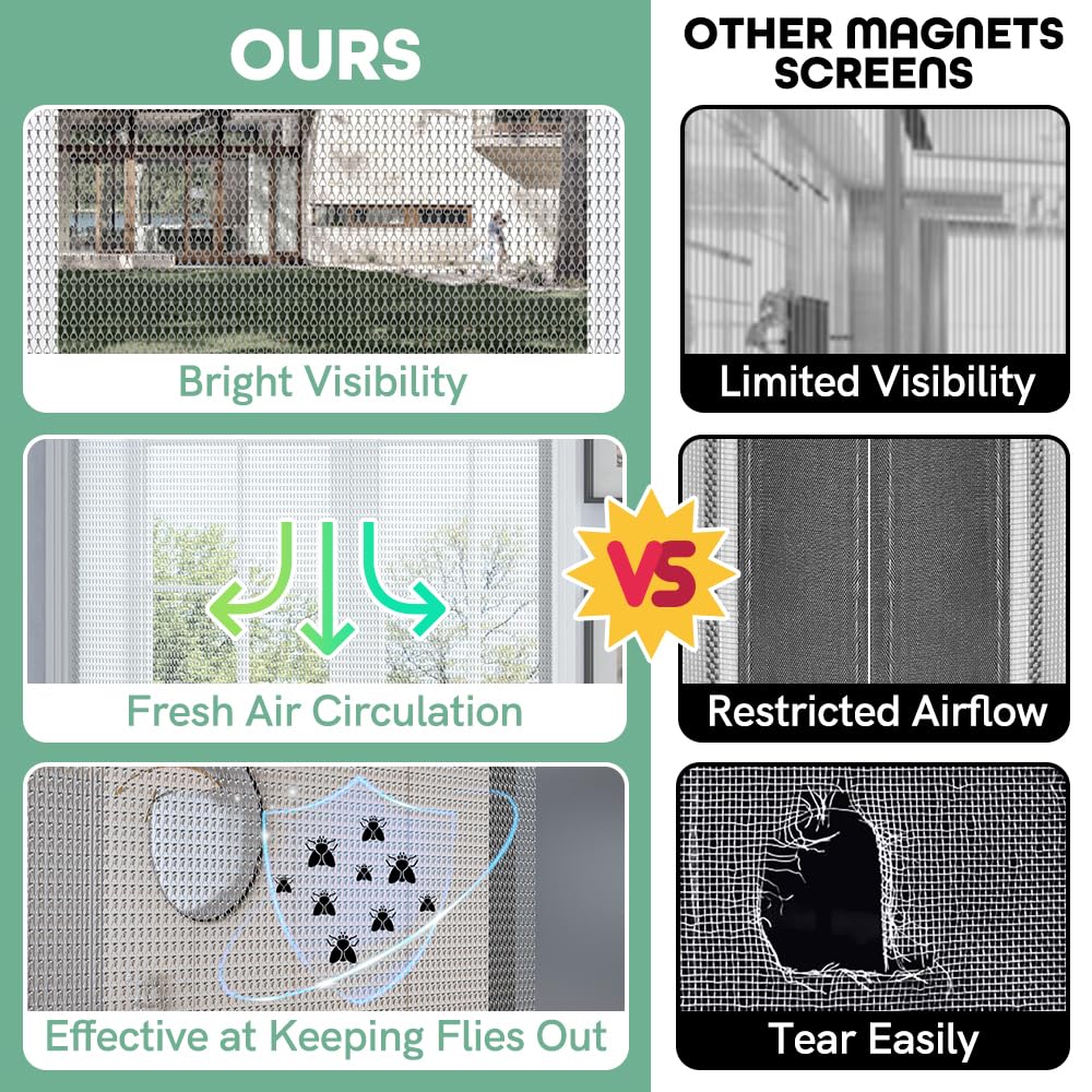 BriSunshine Premium Door Fly Chain Screens, 90 x 210cm Aluminium Chain Curtain Metal Fly Screen Curtain Insect Control for Doorways