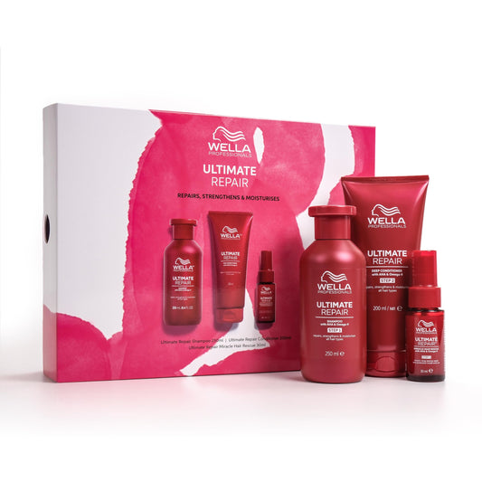 Wella Professionals Ultimate Repair Gift Set | Includes Shampoo, Conditioner and Miracle Hair Rescue Spray Serum | Ultimate Daily Routine for Damaged