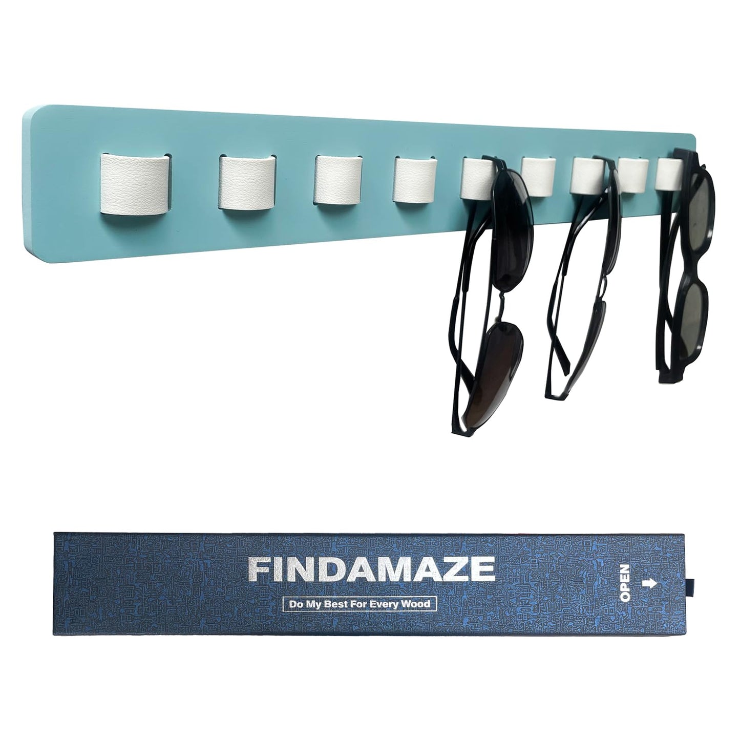 FINDAMAZE Sunglasses Organizer Wood Sunglasses Storage Wall Mounted Glasses Holder/Sunglasses Stand Eyewear Display for Men or Women