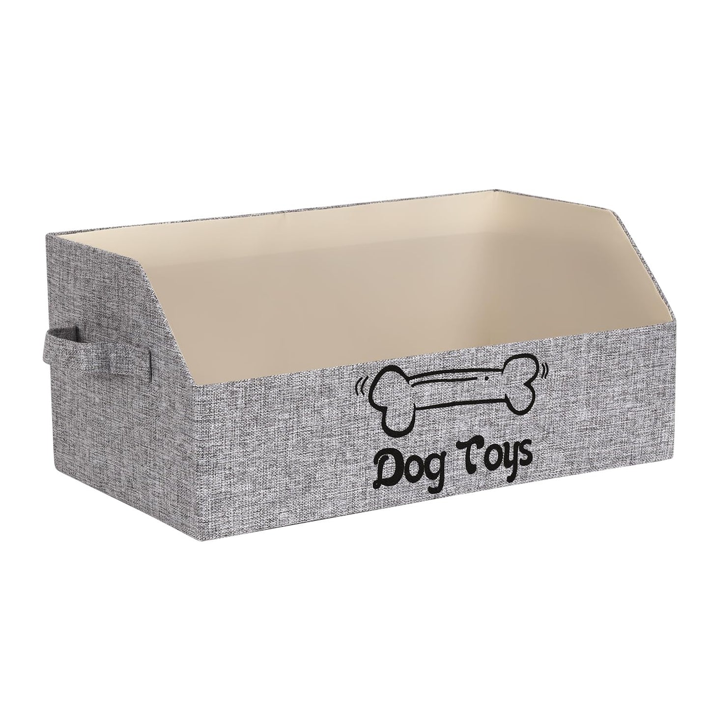 BinWhiz Large Dog Toy Box Storage, 50x29x22 cm Toy Basket for Dogs and Puppies, Collapsible Pet Storage Box Bin Chest Holder Organizer with Handles