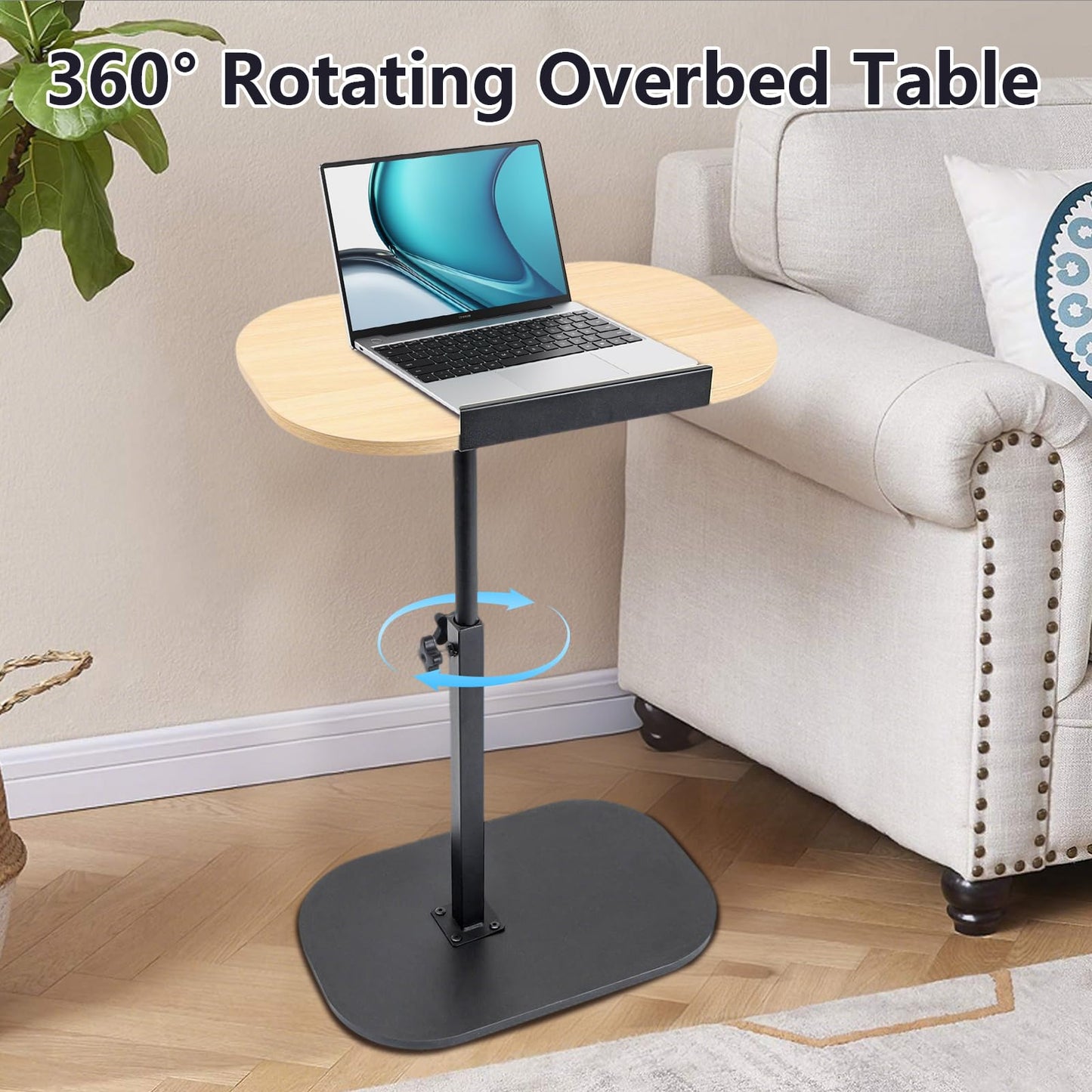 YYW Side Table TV Tray For Couch, Height Adjustable C Shaped Table