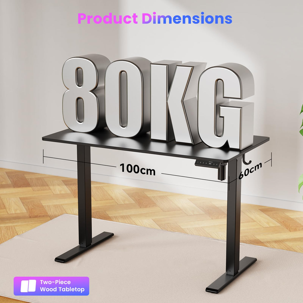 WALKINGDESK Electric Standing Desk, 100 x 60 cm, Black