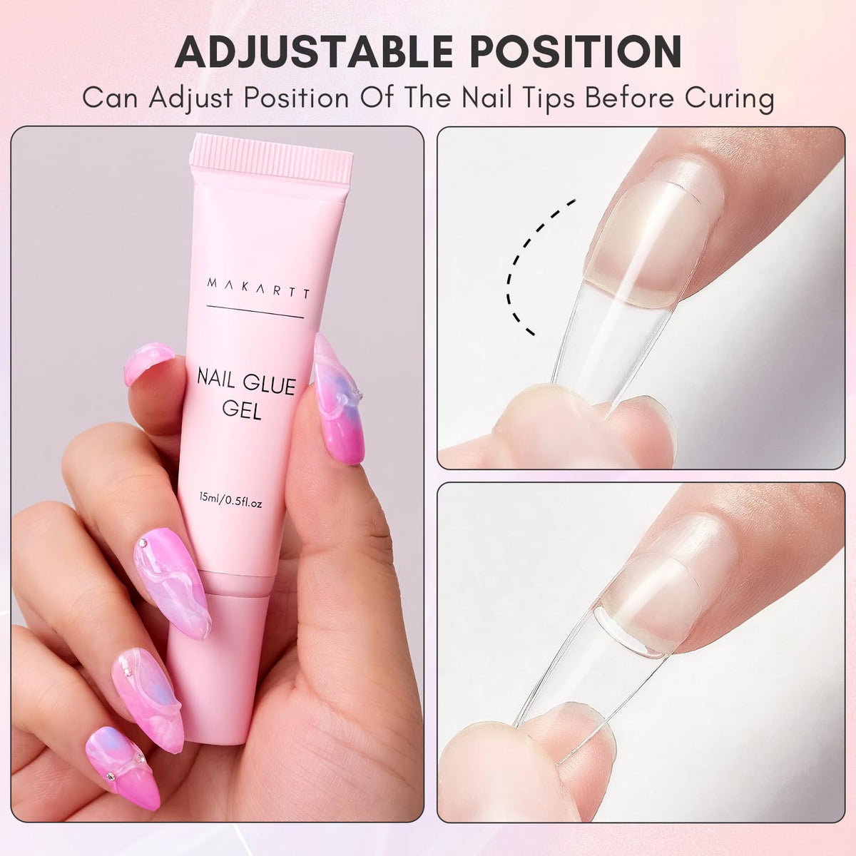 Makartt Nail Glue Extra Strong with Brush, 20PCS Acrylic False Nail Glue For Nail Tips or Broken Nails, Long Lasting Nail Adhesive Glue for Fake Nails