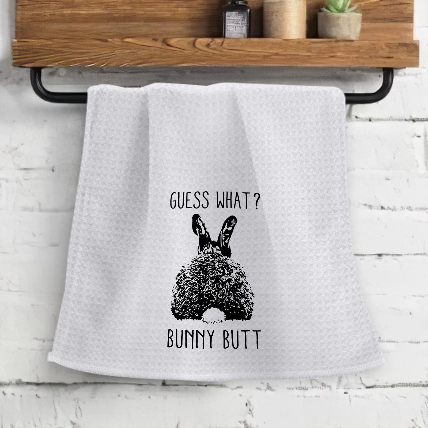 OHSUL Guess What? Bunny Butt Highly Absorbent Kitchen Towels Dish Towels Dish Cloth,Funny Bunny Rabbit Butt Hand Towels Tea Towel for Bathroom
