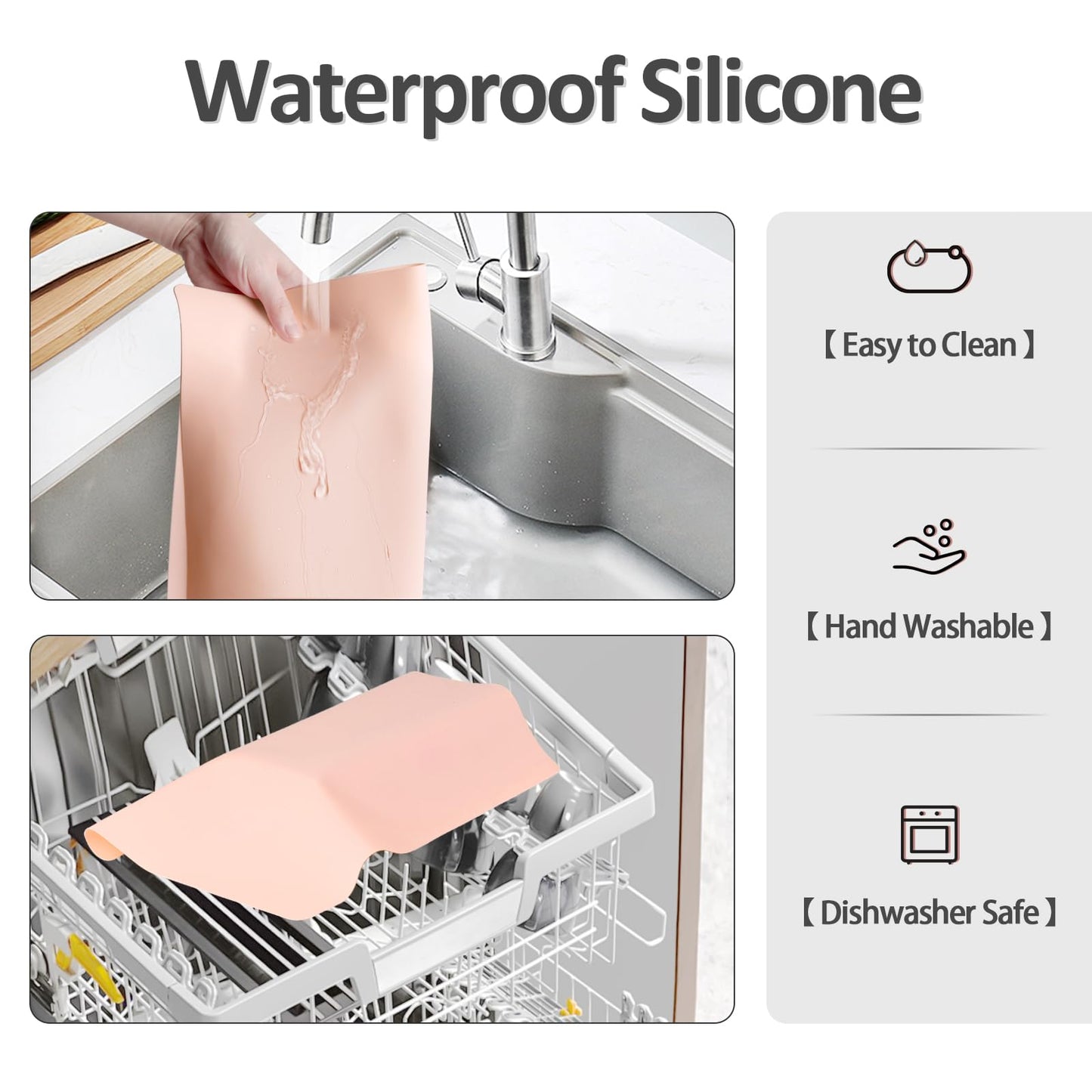 Silicone Dressing Table Mat Protector for Makeup, 55x30cm, Baby Pink