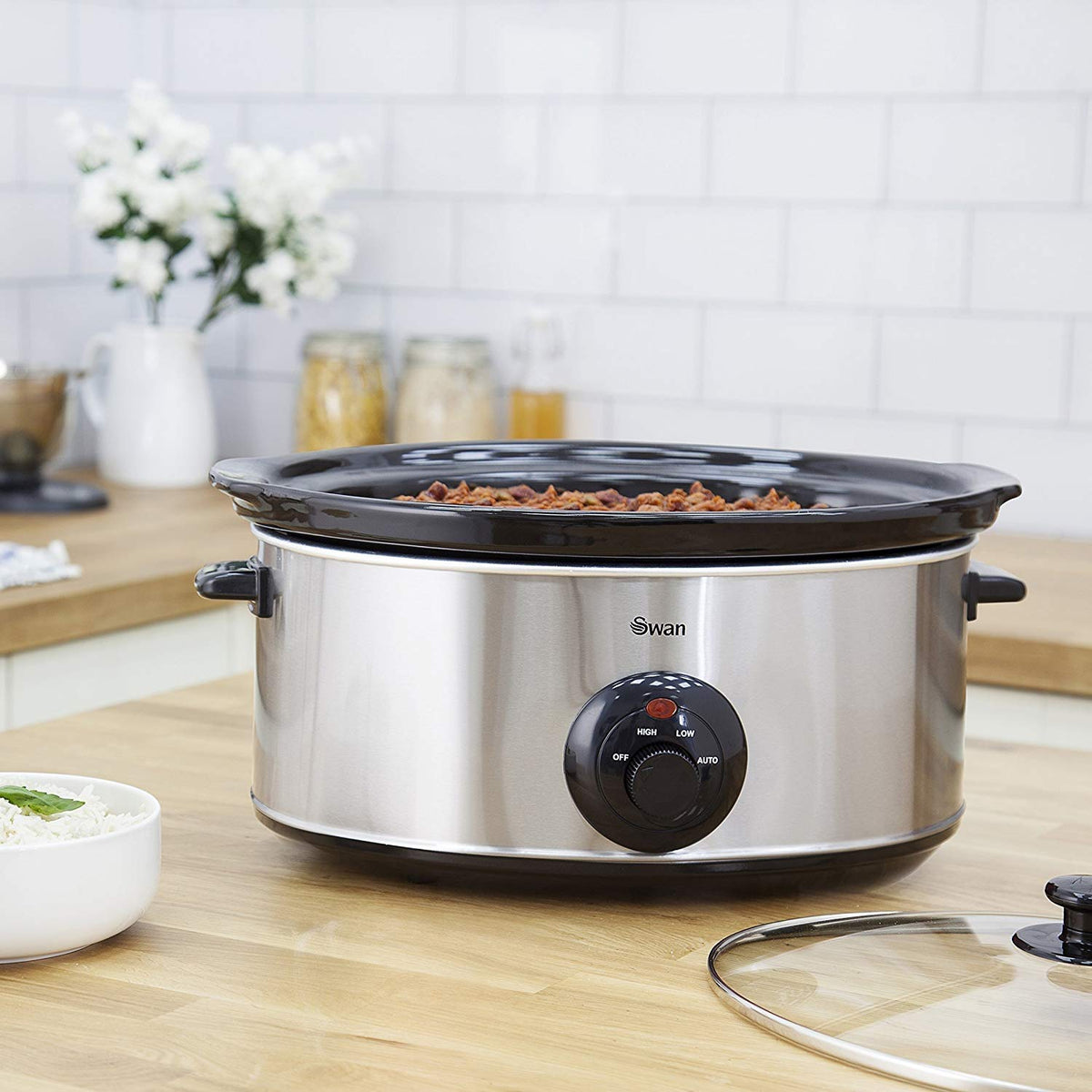 Swan Slow Cooker, 320 W, 6.5 liters, Silver