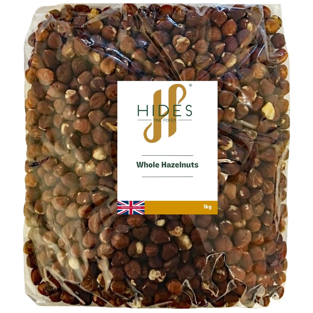 Hides Fine Foods - Whole Hazelnuts 1kg - GMO - Free - Suitable for Vegetarians - Cooking - Salads - Snacking - Desserts - Cakes - Cookies - Breakfast