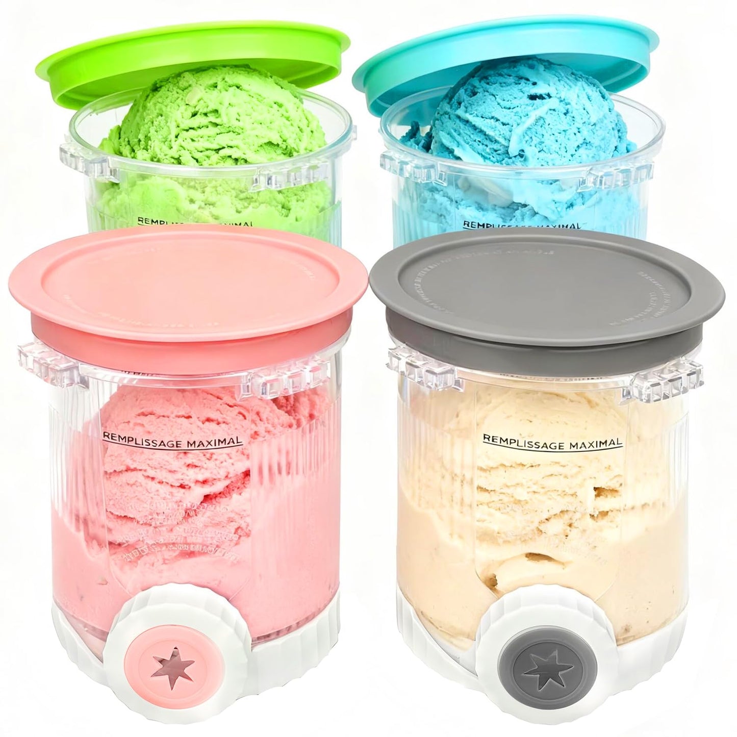 Creami Pint Containers Replacement for Ninja Swirl Ice Cream & Soft Serve Makers, Dishwasher Safe Ninja Creami Accessories 16 oz Containers for Ninja