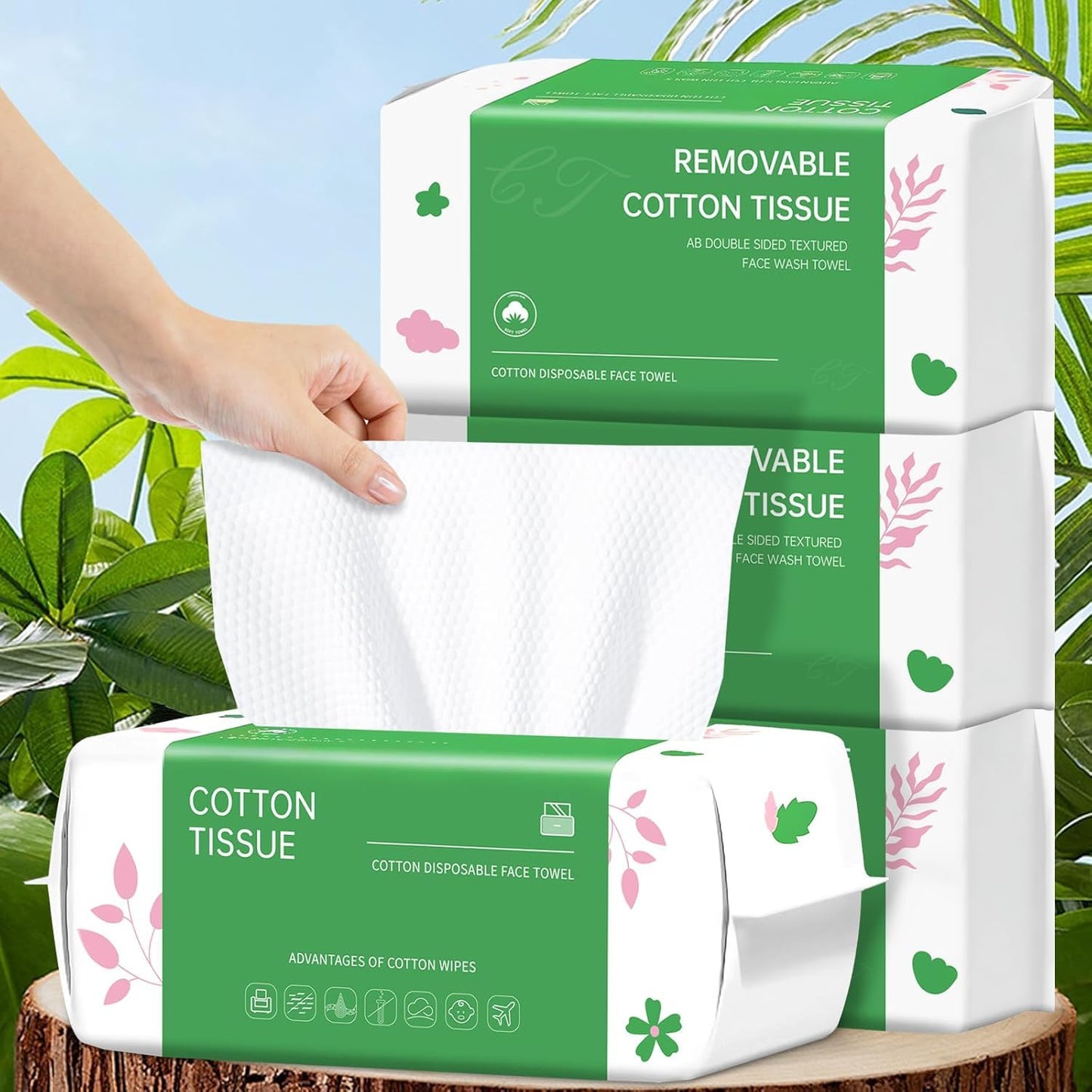 Disposable Face Towel, 400 Count Biodegradable Face Clean Towels, for Washing Soft Cotton Dry Wipes Facial Cloths Towelettes for Washing and Drying,