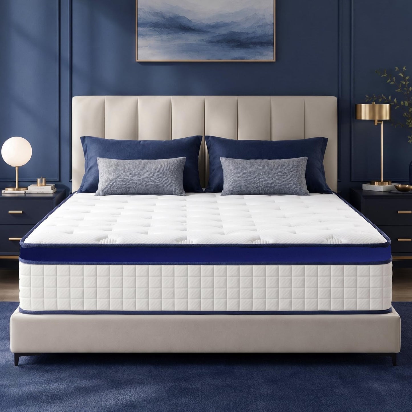 L'AGRATY Double Mattress, Hybrid Memory Foam Mattress 7 Zone Orthopedic Pocket Sprung,Pressure Relief Motion Isolation Medium Firm 135x190x22cm