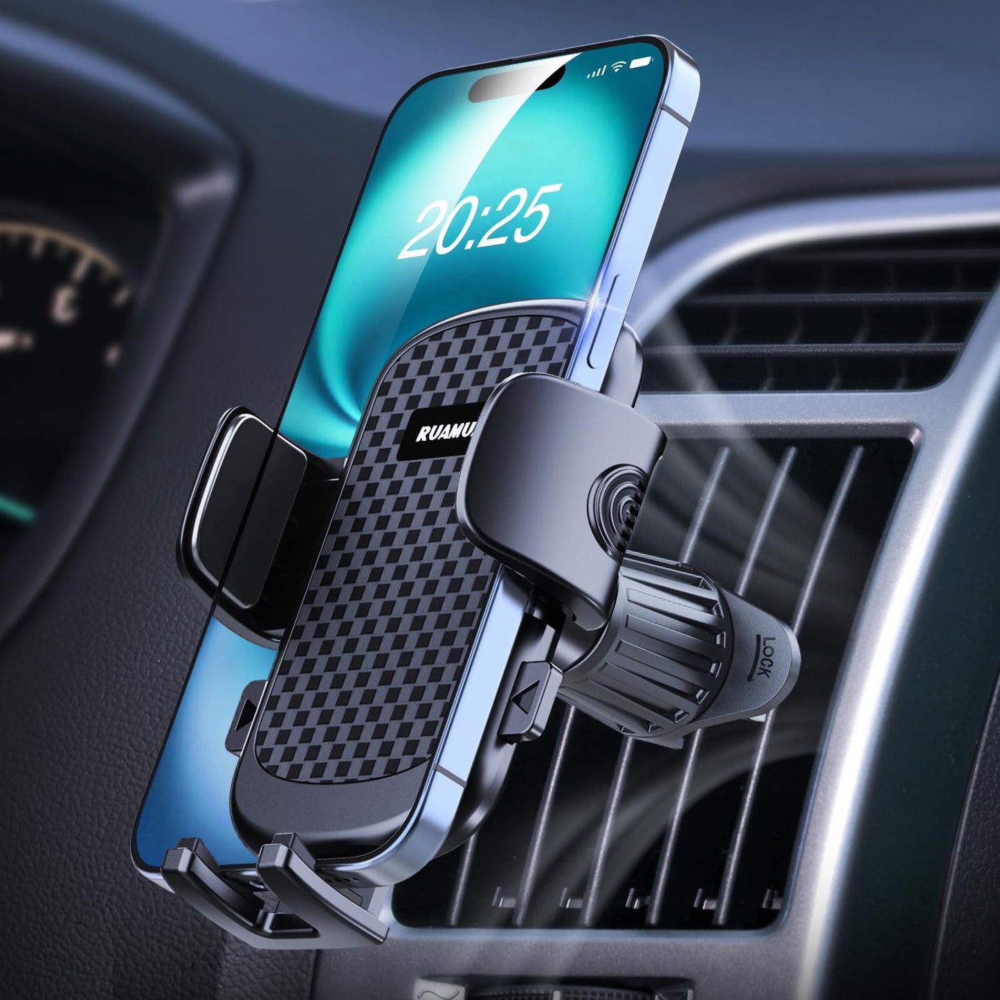 [2026 NEW] Car Phone Holder for Horizontal/Vertical Vent?Upgraded Sturdiest Hook Clip & Wider Clamp?Rotatable Universal Mobile Phone Mount Stand