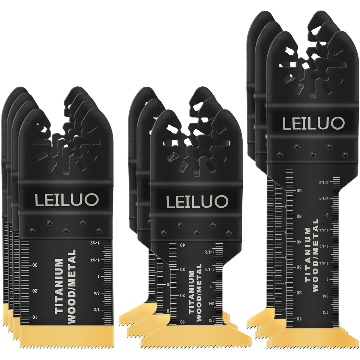 LEILUO 10 Pcs Titanium Multitool Accessories Kit for Wood Nails Drywall Cutting Universal Oscillating Saw Attachments with Storage Bag Compatible with