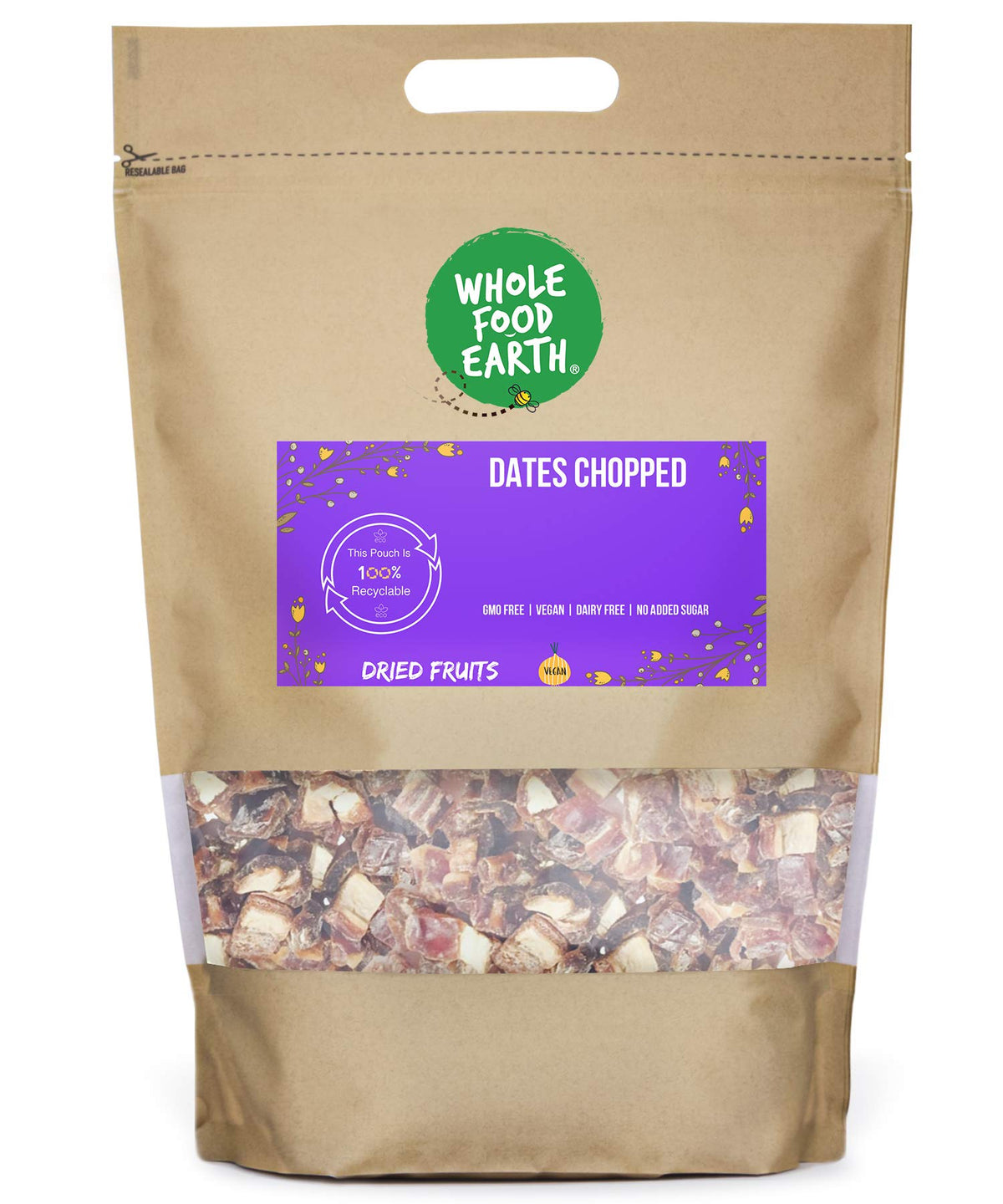 Wholefood Earth Dates Chopped 3 kg | GMO Free | Source of Fibre