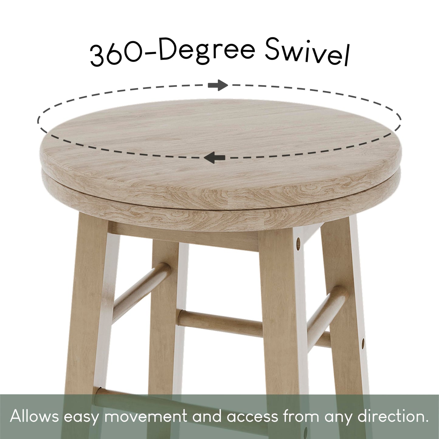Chef Vida Modern Breakfast Bar Stool, 360 Swivel Kitchen Counter Home Bar Seat, Solid Wood (1, Pine)